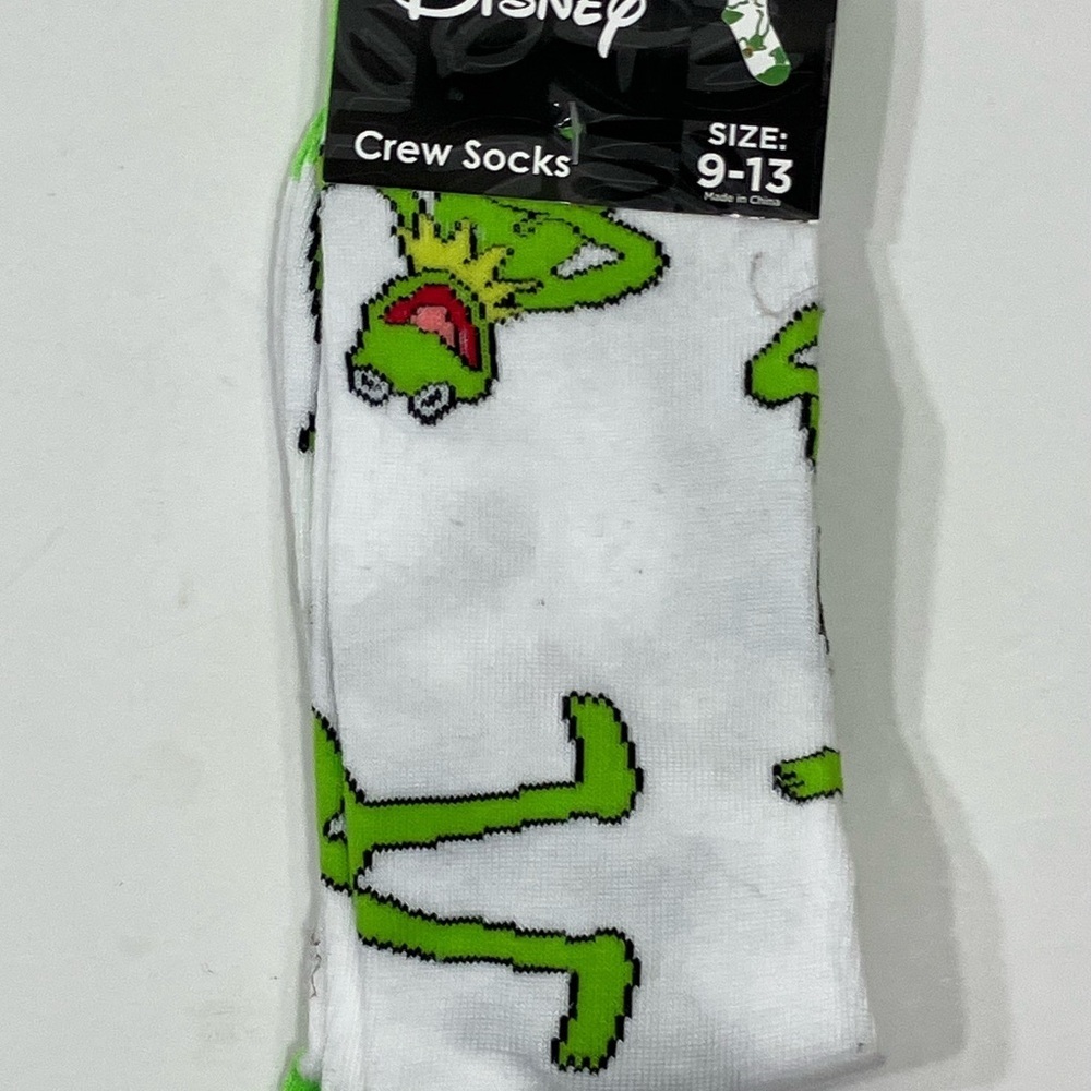 MUPPETS Kermit the Frog Crew Socks 9-13 NEW